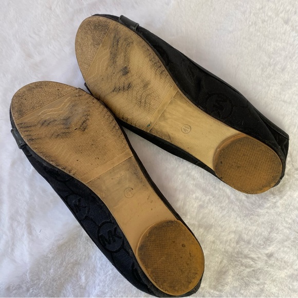 Michael Kors Black Gold Monogramed Flats - Picture 6 of 7